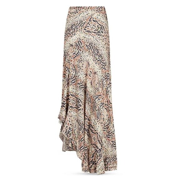 Womens Size 6 ALLSAINTS Raya Arietta Animal Print Ruffled Midi Maxi Skirt - Picture 2 of 10
